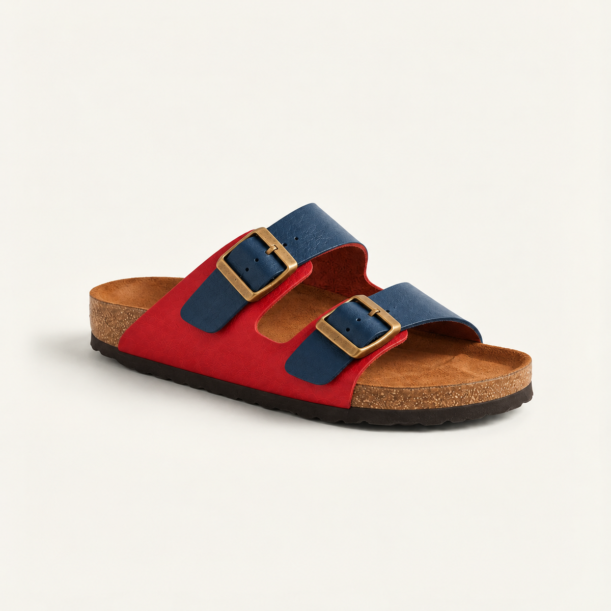 Sandalias de Cuero Croma Bicolor con Doble Hebilla  | Nueva colección